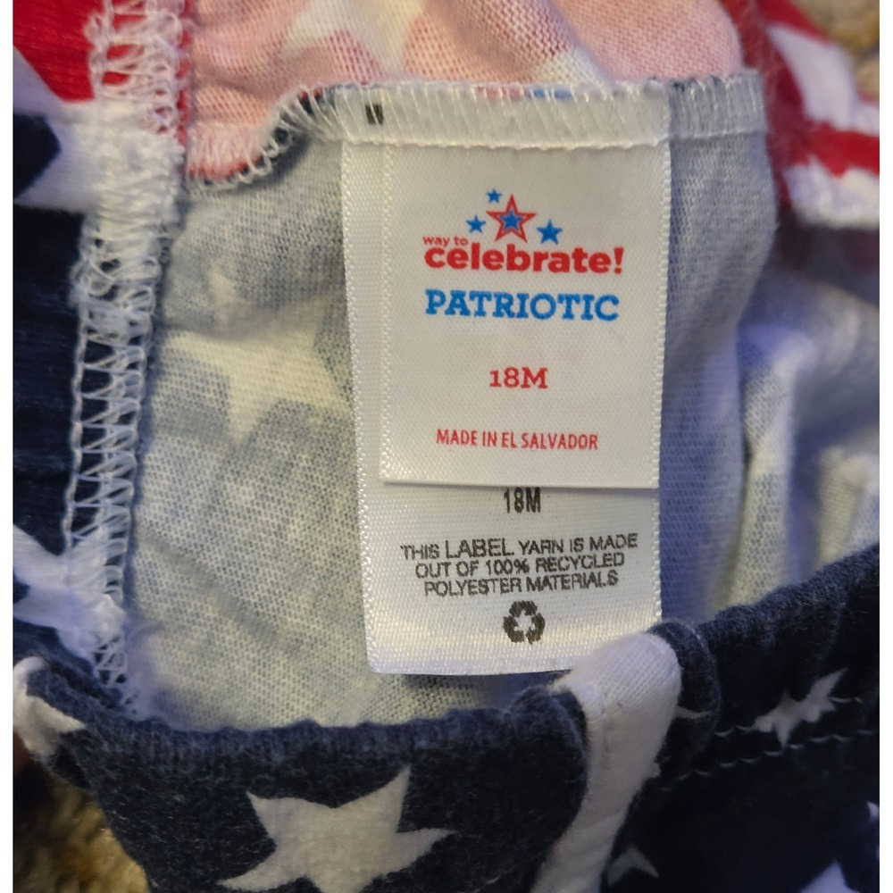 Way To Celebrate Patriotic Shorts Baby Size 18M Red White Blue - Picture 2 of 5